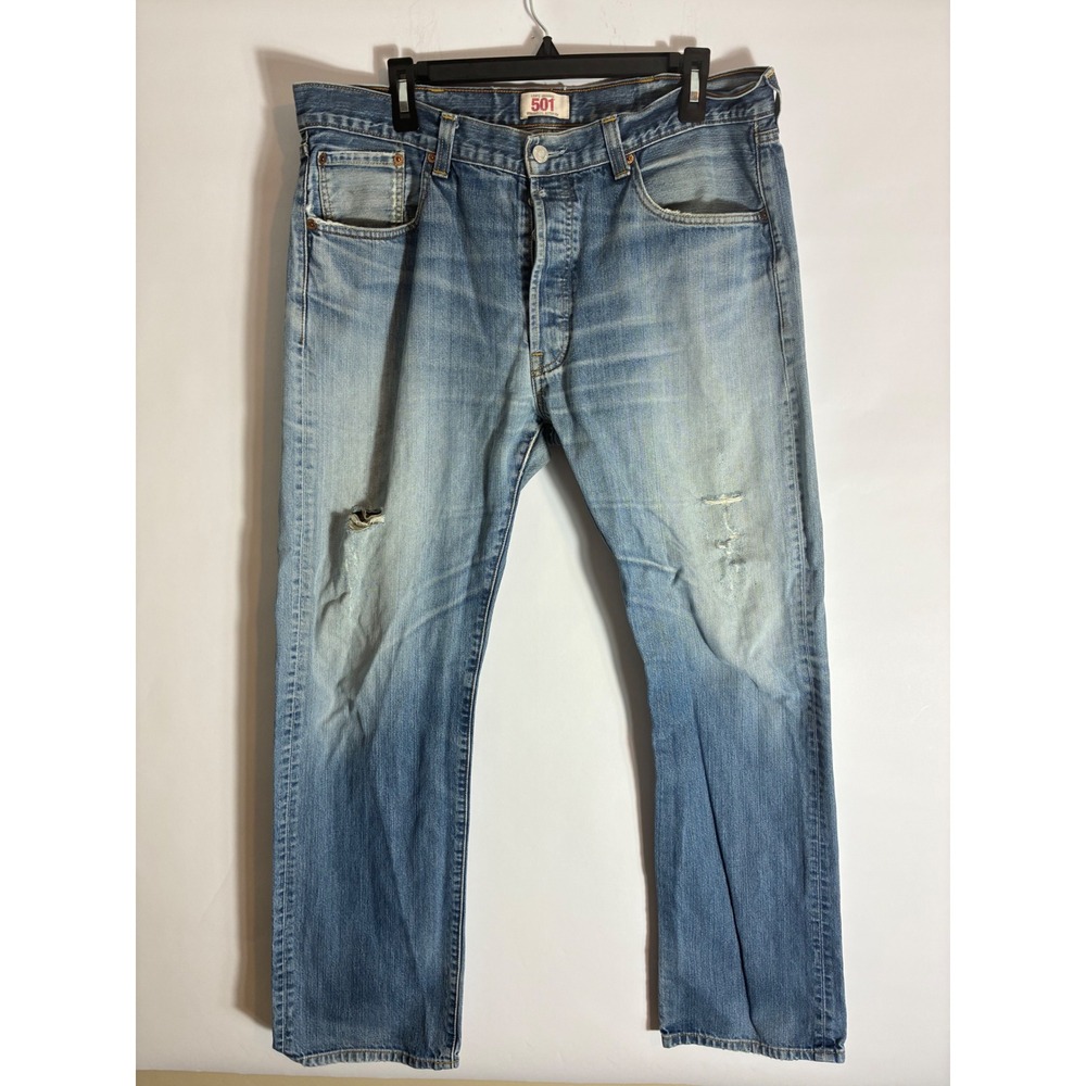 Levis 501 Original Straight Leg Button Fly Jeans Blue Denim 38x34 Mens Vintage